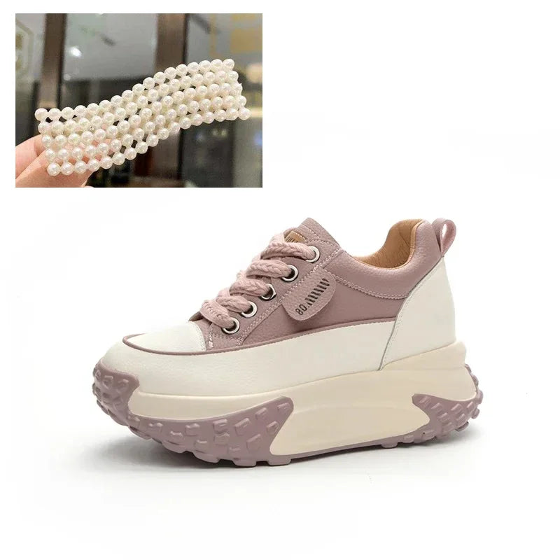 Low Heel Leather Platform Sneakers