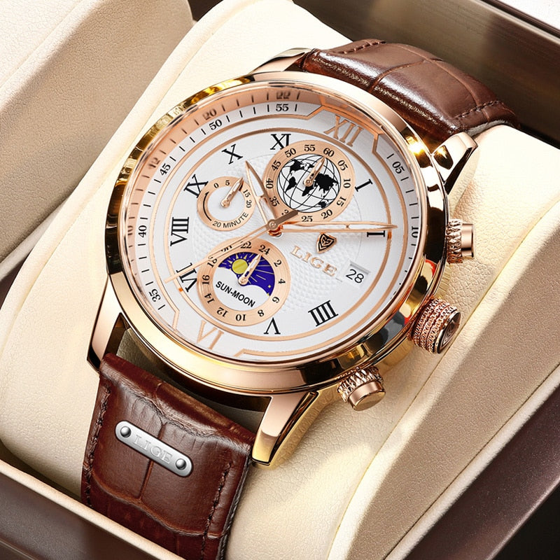 Affordable Leather Chronograph Men's Watch - Cofik