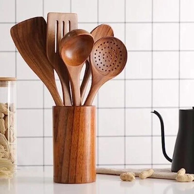 Solid Wood Cooking Utensil Set