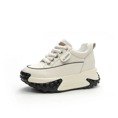 Low Heel Leather Platform Sneakers