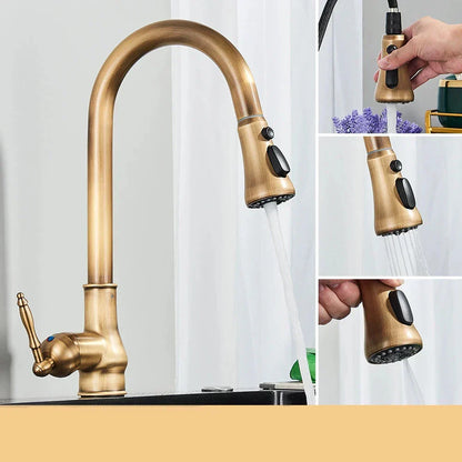 Vintage Gold Kitchen Faucet - Rotating Spout