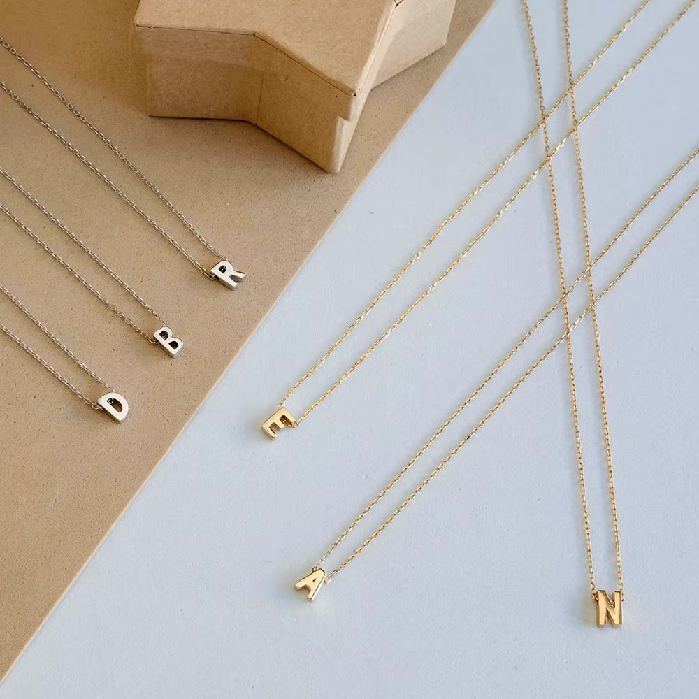 Delicate Simple Initial Pendant Necklace