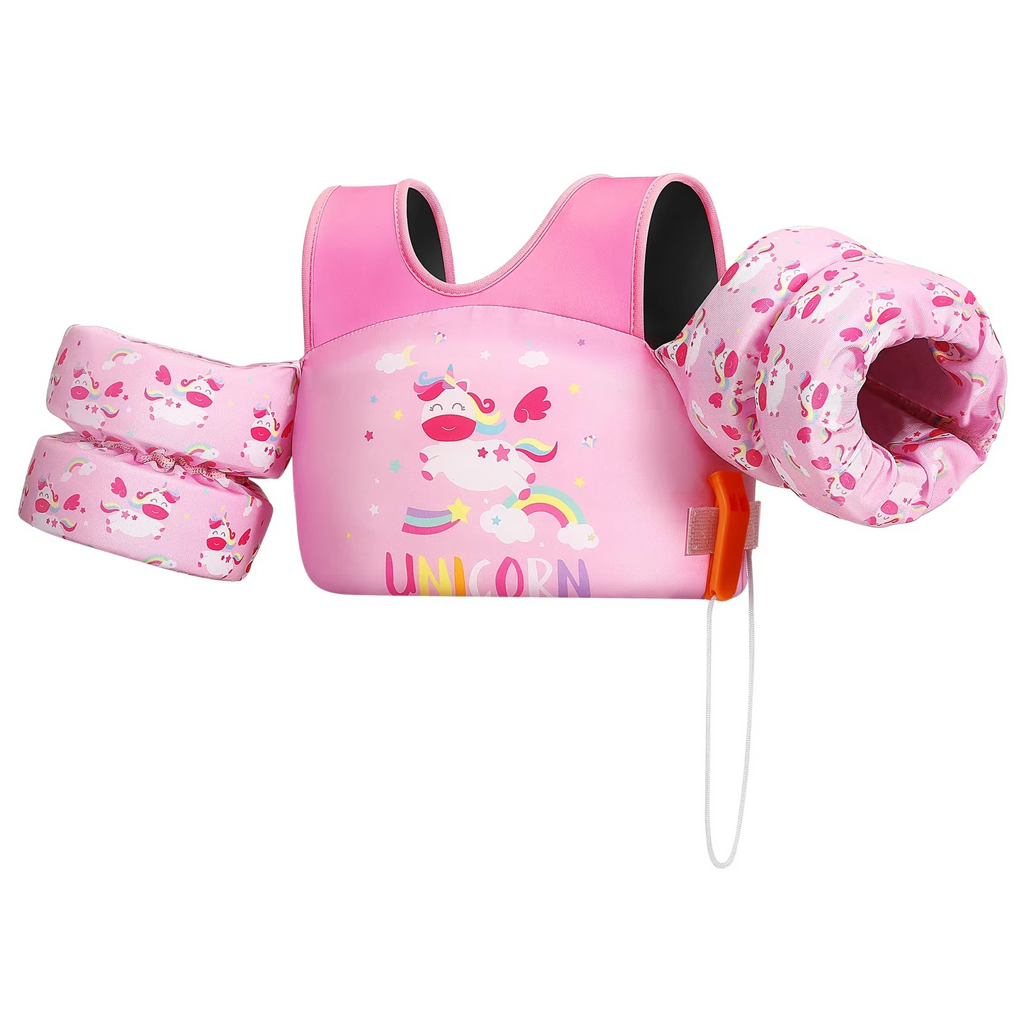 Children's Swim Vest with Arm Floats and Safety Whistle
