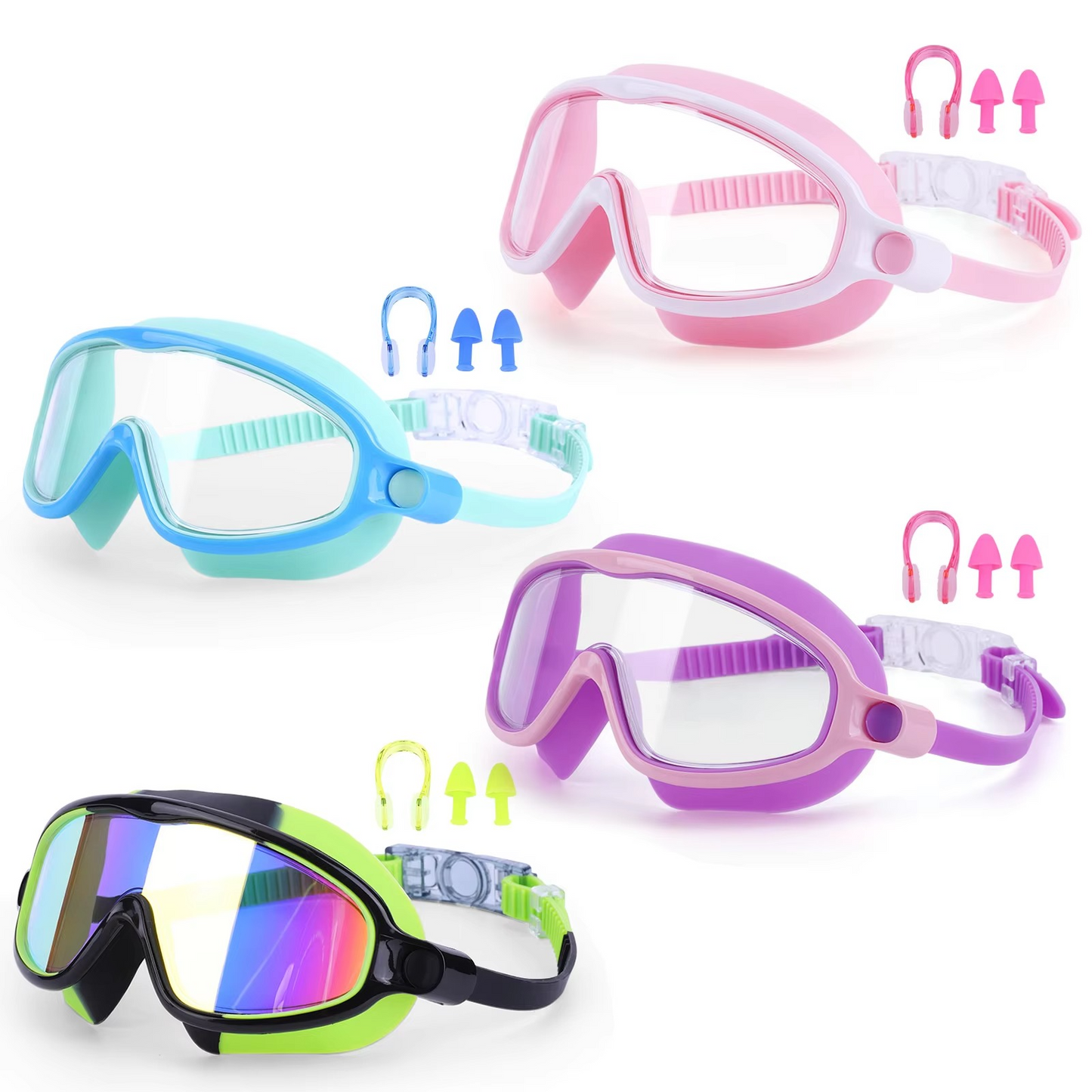 Clear Vision Swim Goggles with Earplugs and Waterproof Mask