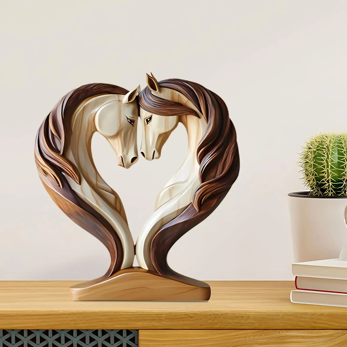 Beautiful Wooden Horse Figurine Decor