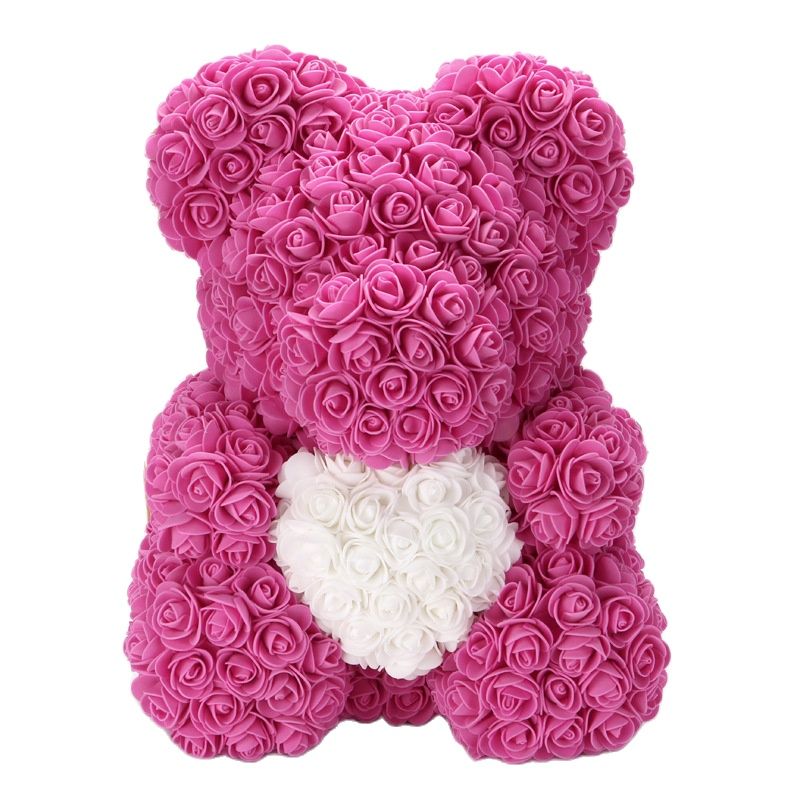 Lovely Fake Rose Bear Plush Toy