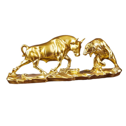 Lucky Bear and Bull Figurine Animal Statue Decor - Cofik