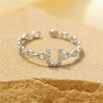 Delicate Initial Diamond Letter Ring