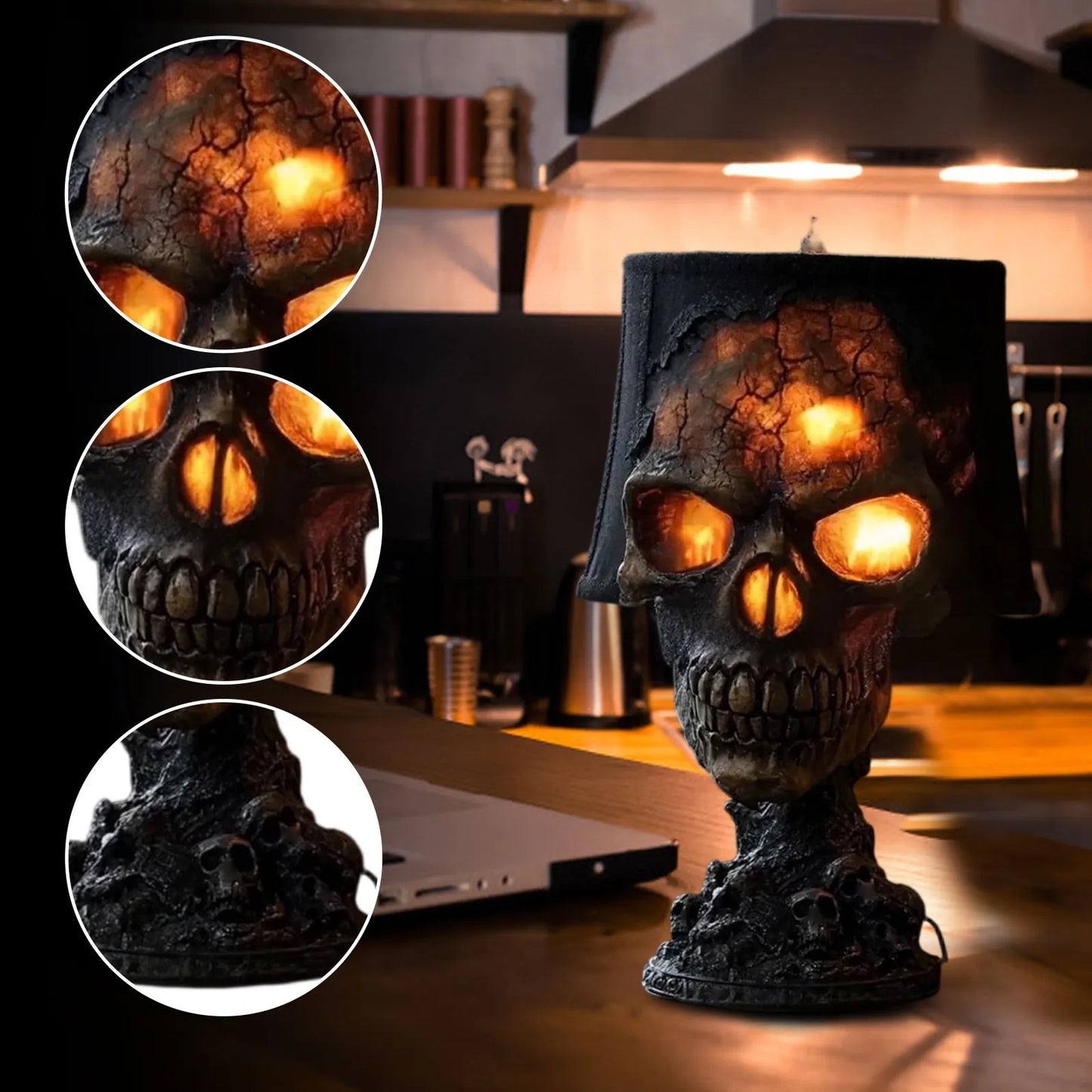 Spooky Skull Table Light Dark Decor