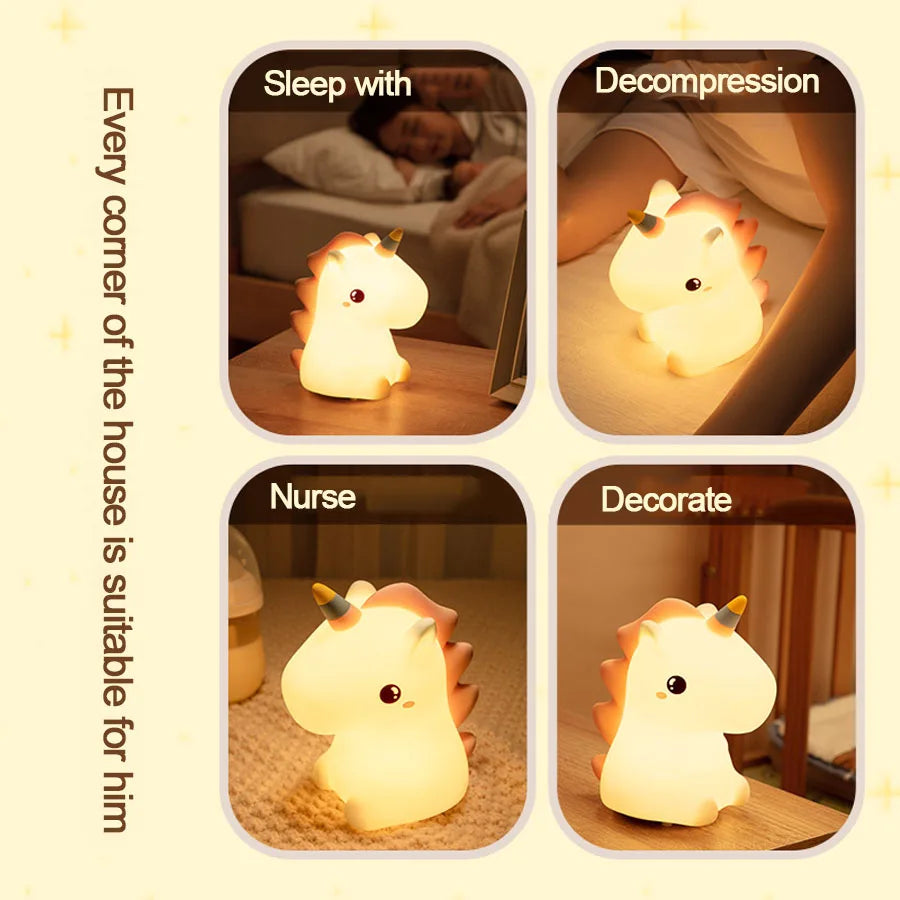 Colorful Unicorn Kids LED Night Lamp