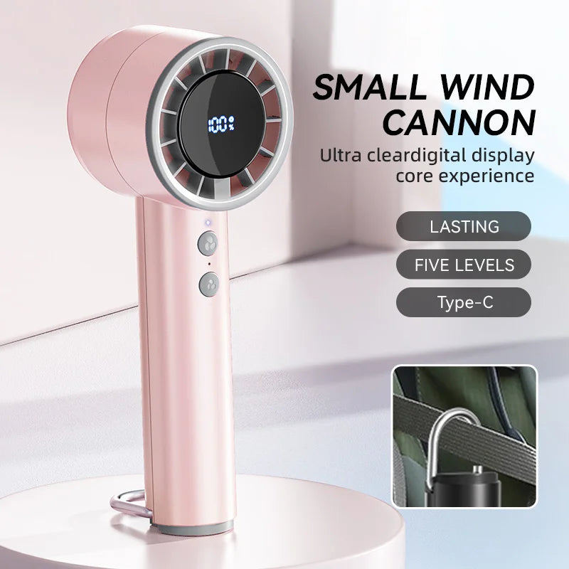 Compact Rechargeable Handheld Fan with LED Display