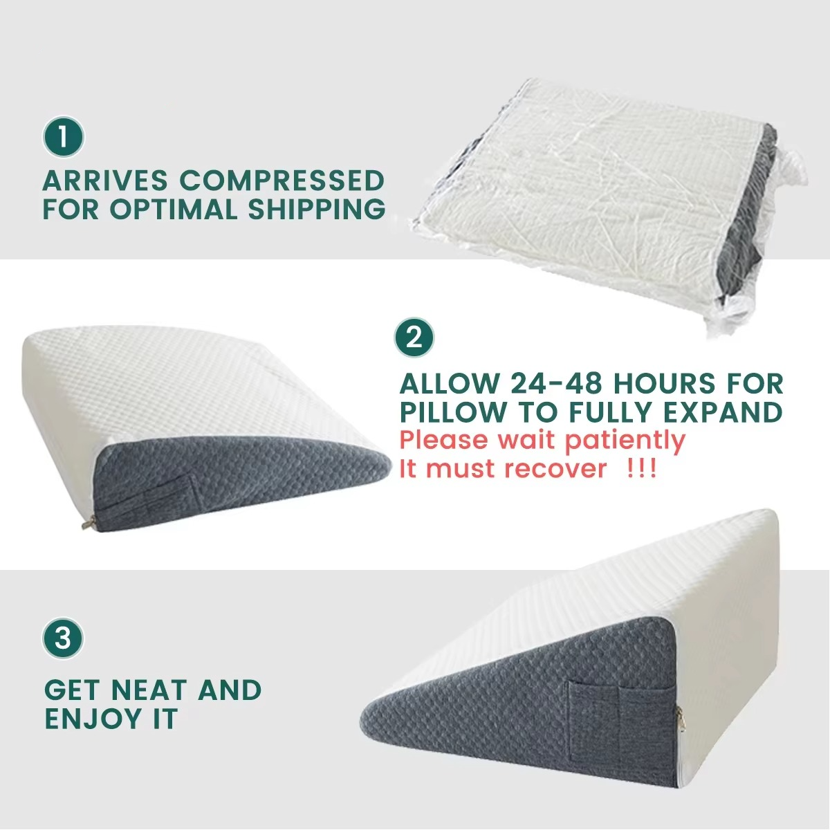 Contour Support Memory Foam Bed Wedge Pillow with Soft Covers