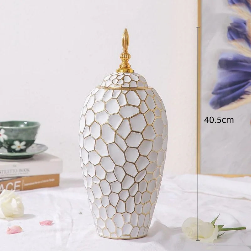 Luxury Gold Accented Ceramic Vase