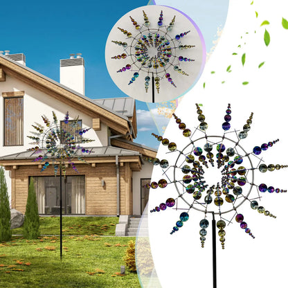 Solar Powered Metal Wind Spinner Garden Decor