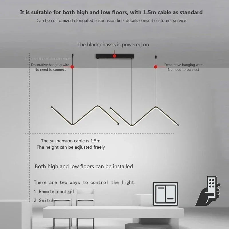 Stylish LED Hanging Light with Dimmable Smart Control