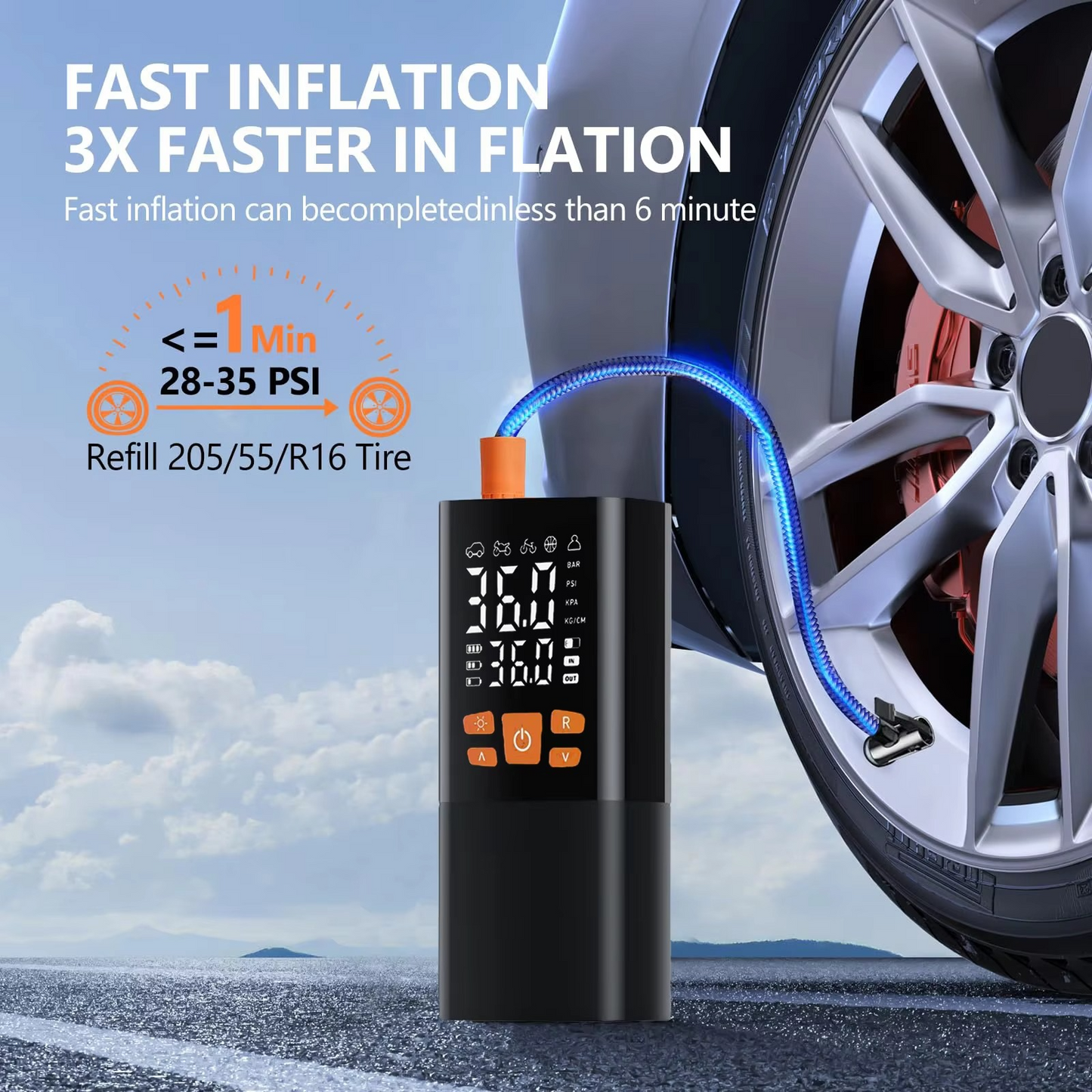 Compact Rechargeable Tire Air Compressor Pump