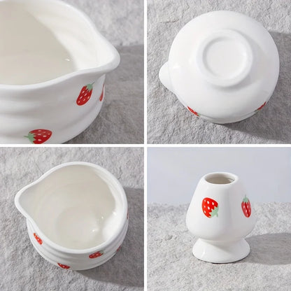 Pink Ceramic Matcha Tea Bowl Set Large Premium Quality