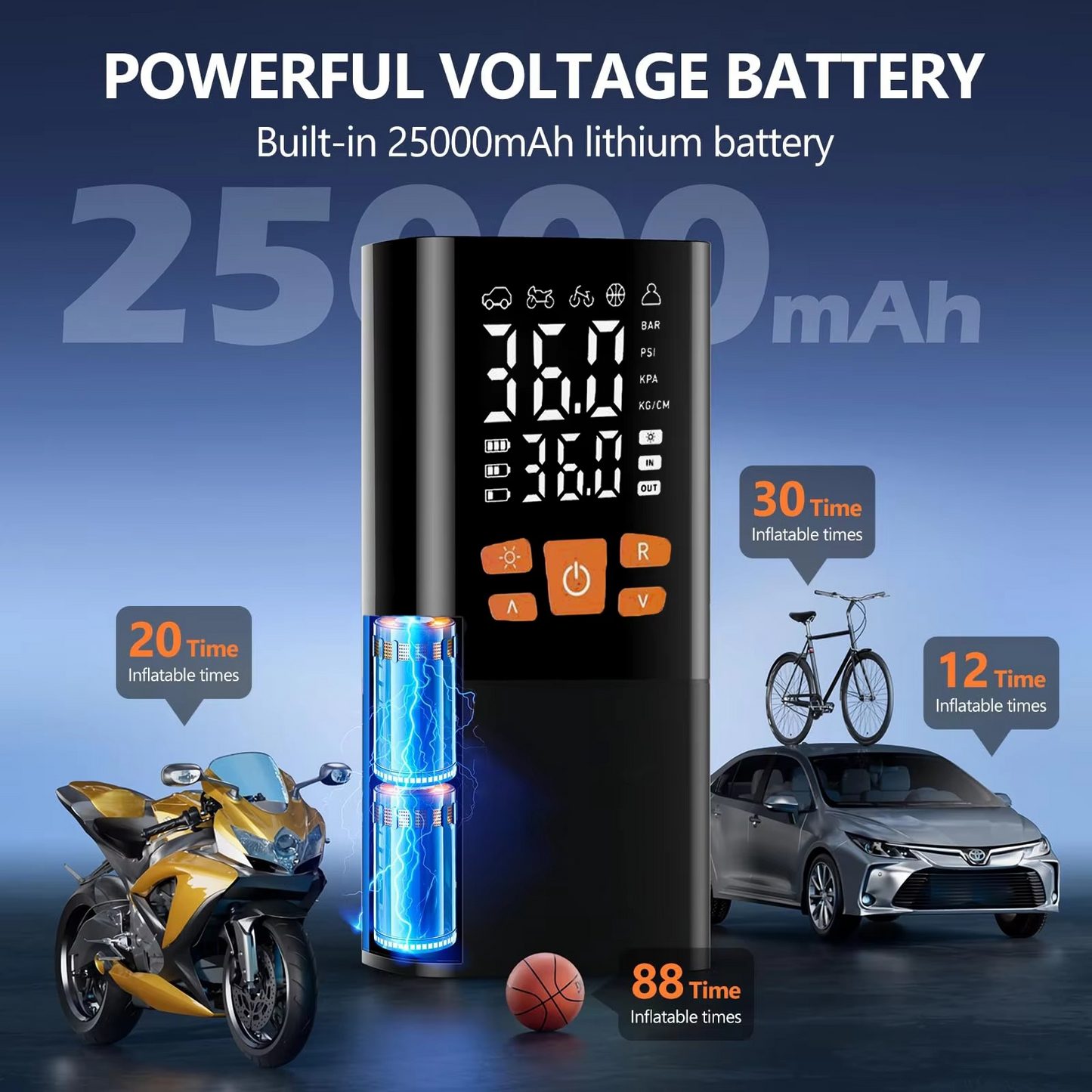 Compact Rechargeable Tire Air Compressor Pump