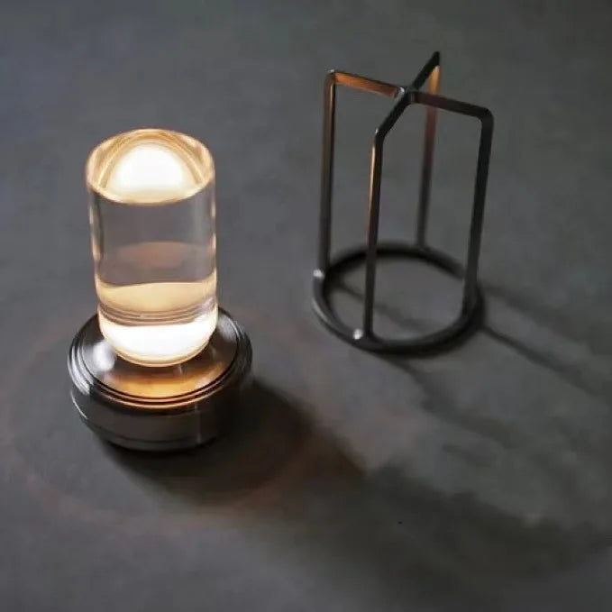 Compact LED Table Light with Glass Shade