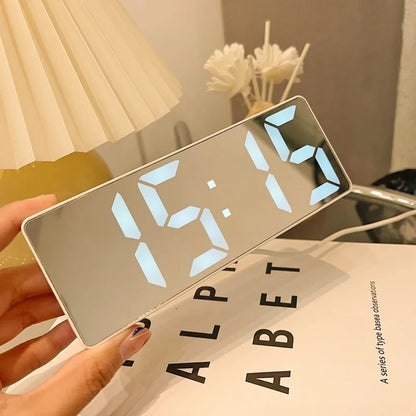 Compact Digital LED Alarm Clock with Temperature Display