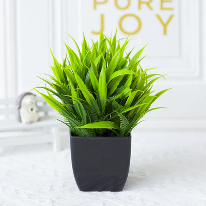 Small Fake Eucalyptus Plant in Black Pot