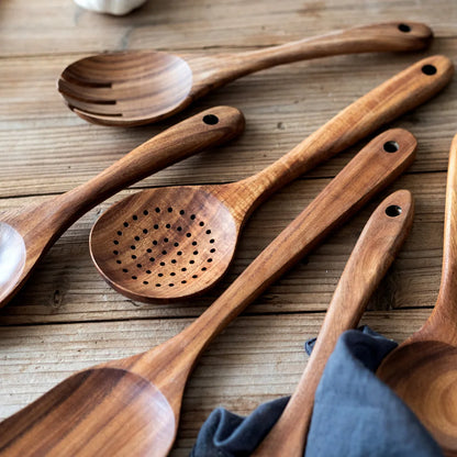 Solid Wood Cooking Utensil Set