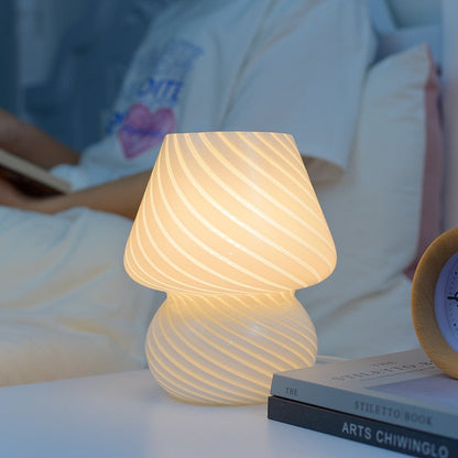 Glass Table Lamp in Fun Mushroom Design