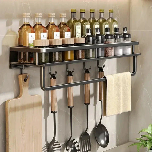 Dark Wood Kitchen Storage Shelf - Cofik