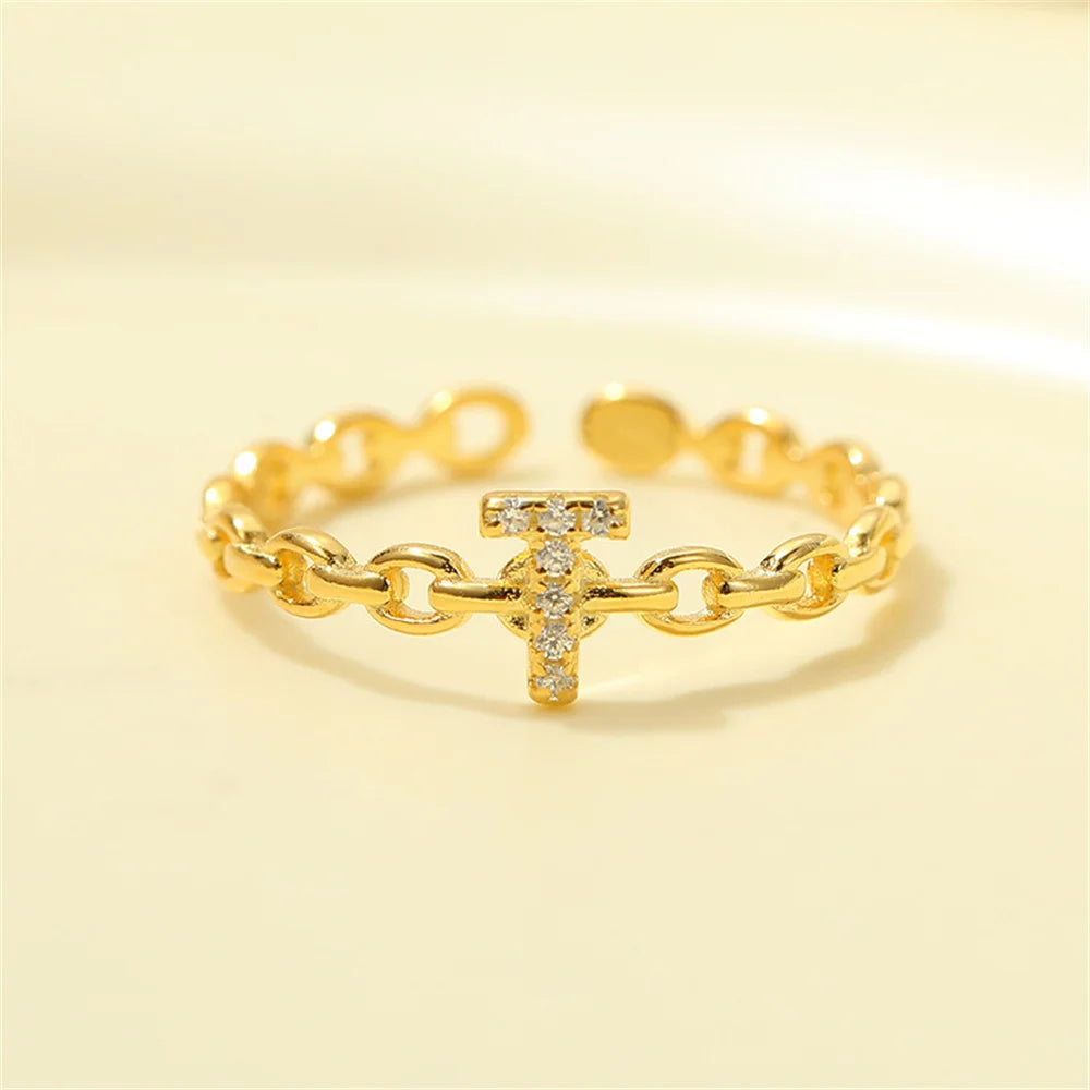 Delicate Initial Diamond Letter Ring
