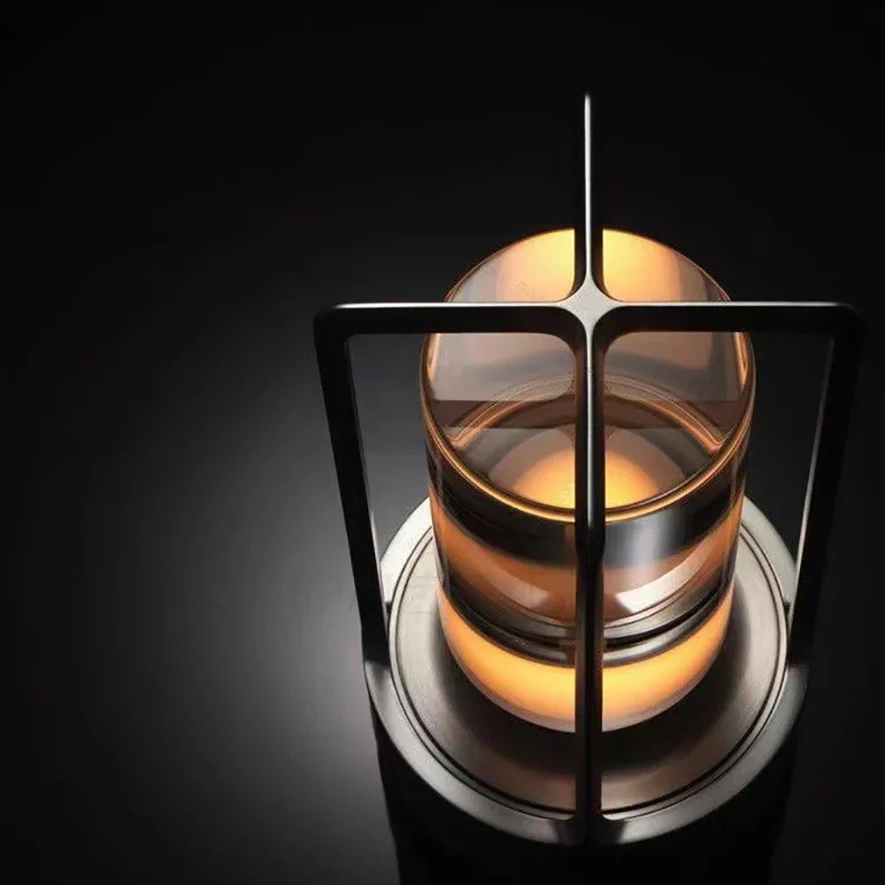 Compact LED Table Light with Glass Shade