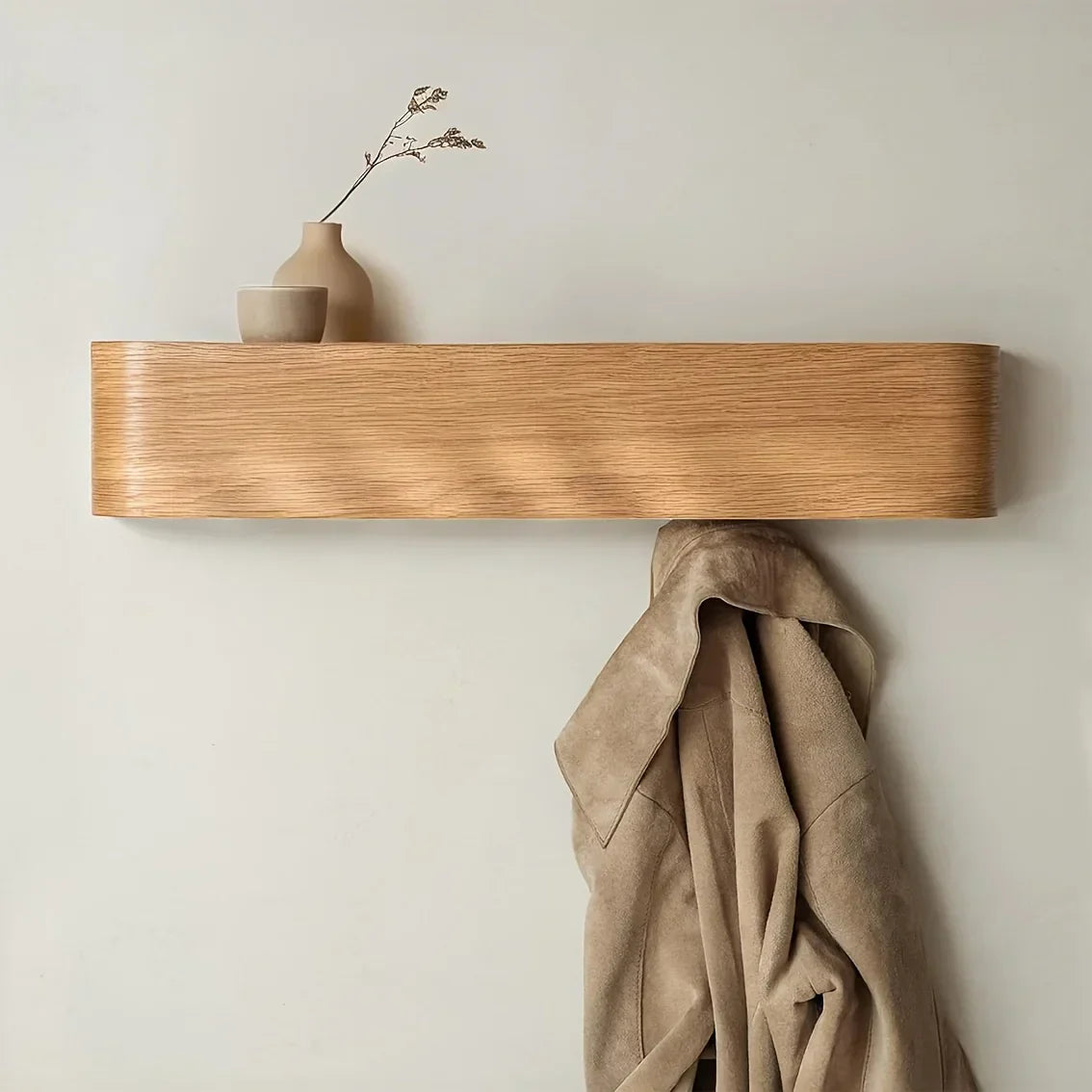 Space Saving Wall Mounted Coat Rack with Shelf and Hooks - Cofik