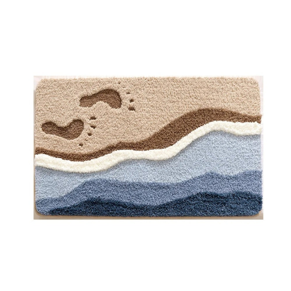Coastal Wave Design Bathroom Mat