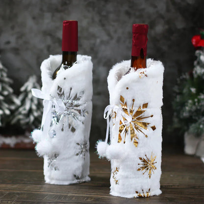 Warm Furry Christmas Wine Bottle Cover