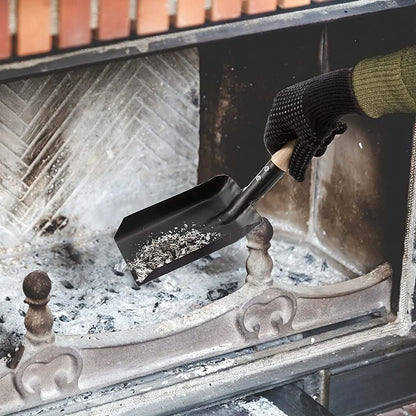 Heavy Duty Metal Fireplace Shovel with Wood Handle