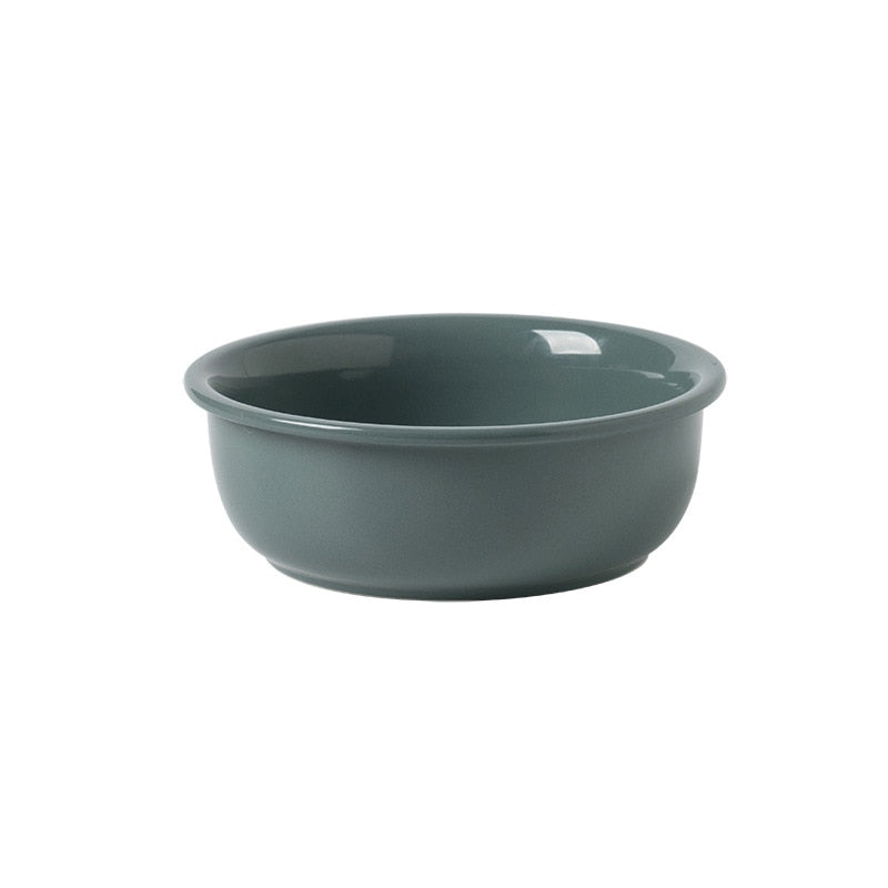 Elevated Pet Feeder Ceramic Cat Dish with Wood Base