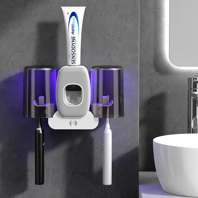 UV Sanitizing Toothbrush Holder with Auto Dispenser