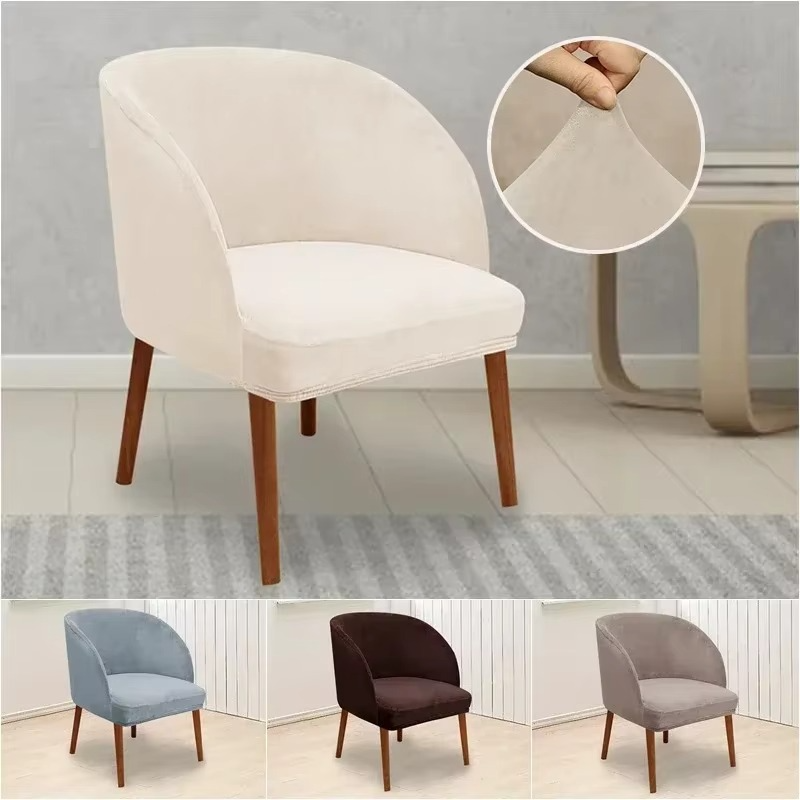 Stretchy Velvet Chair Cover for Round Arm Chairs