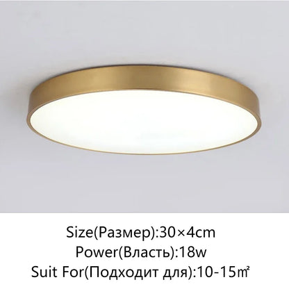 Stylish LED Hall Ceiling Lamp - Elegant Gold Round