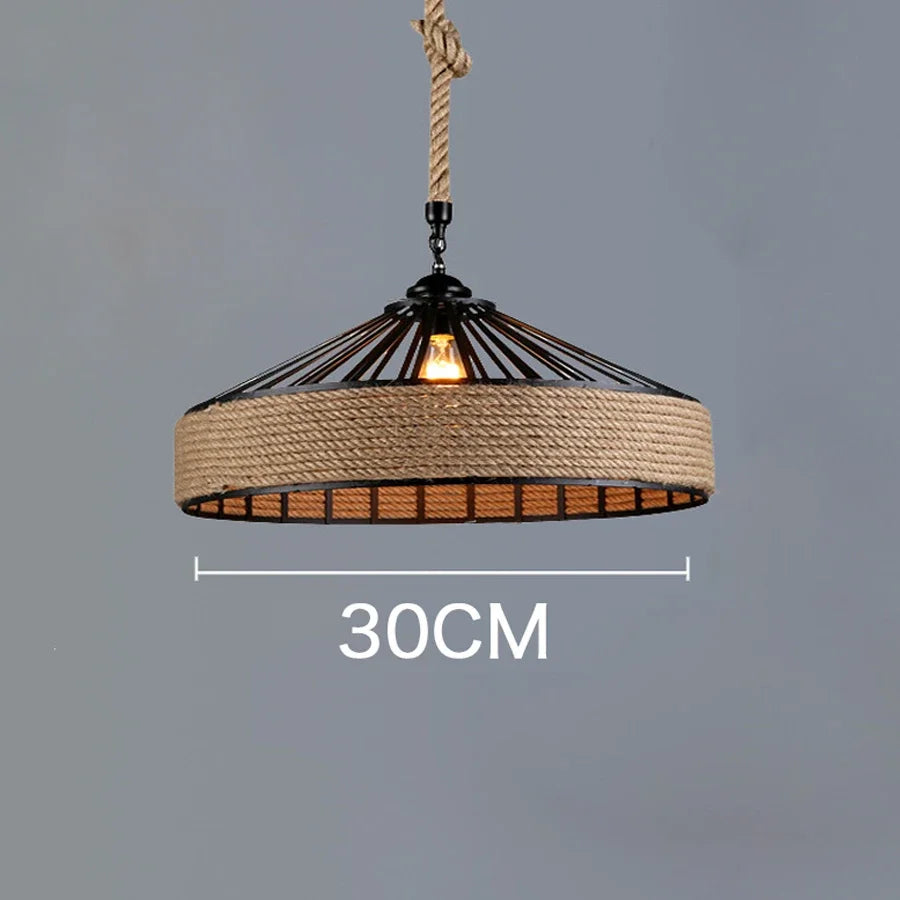 Rustic Hemp Pendant Light Fixture - Cofik