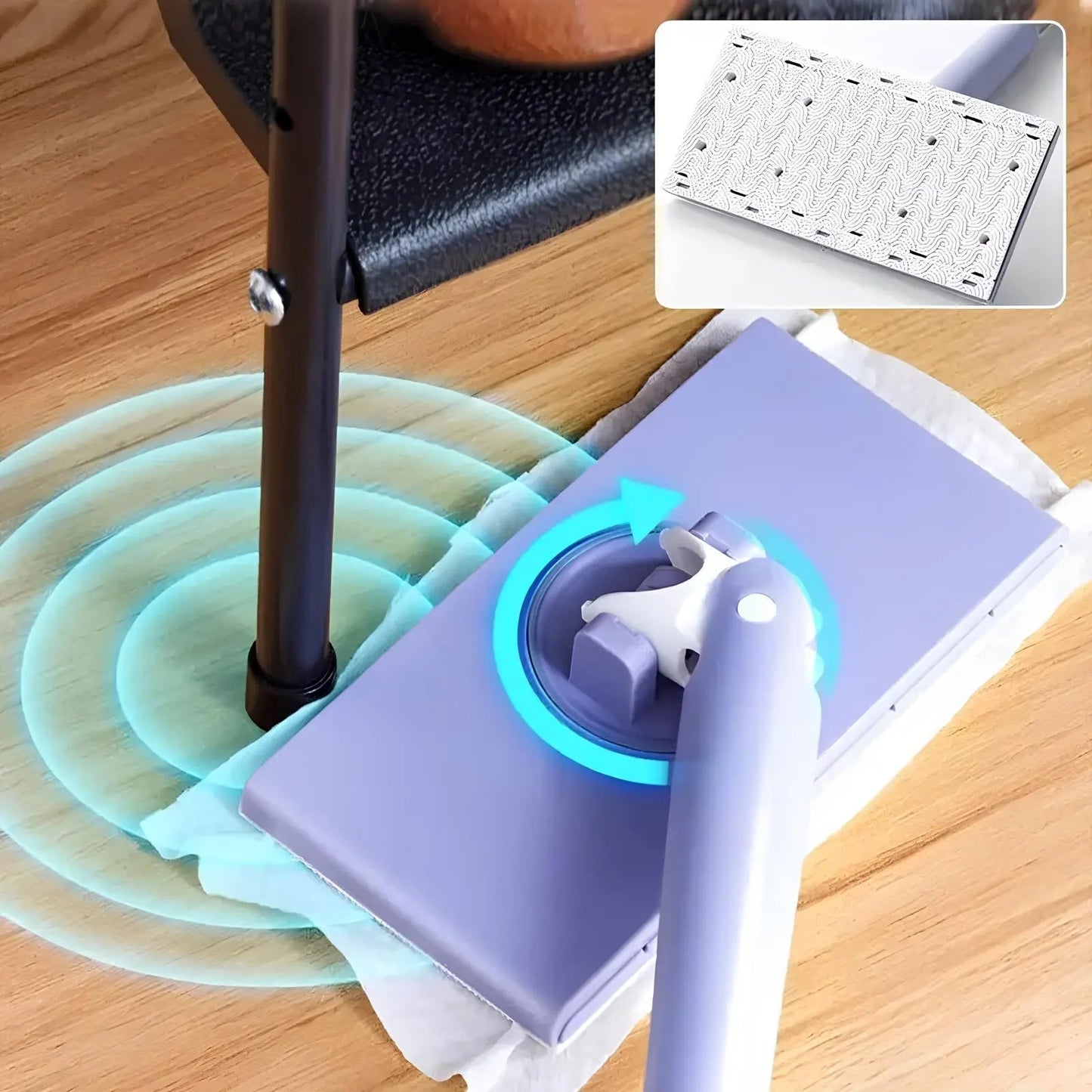 Large Flat Mop with 4 Reusable Cleaning Pads
