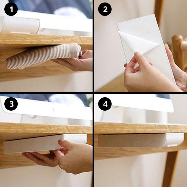 Stick On Desk Storage Tray Organizer