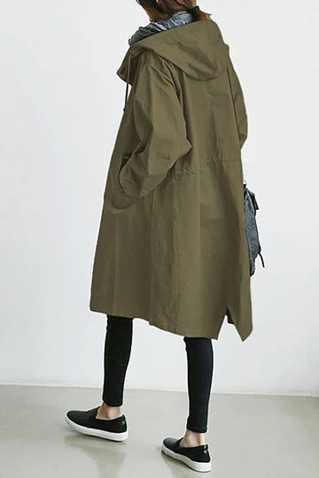 Waterproof Ladies Long Trench Coat with Hood