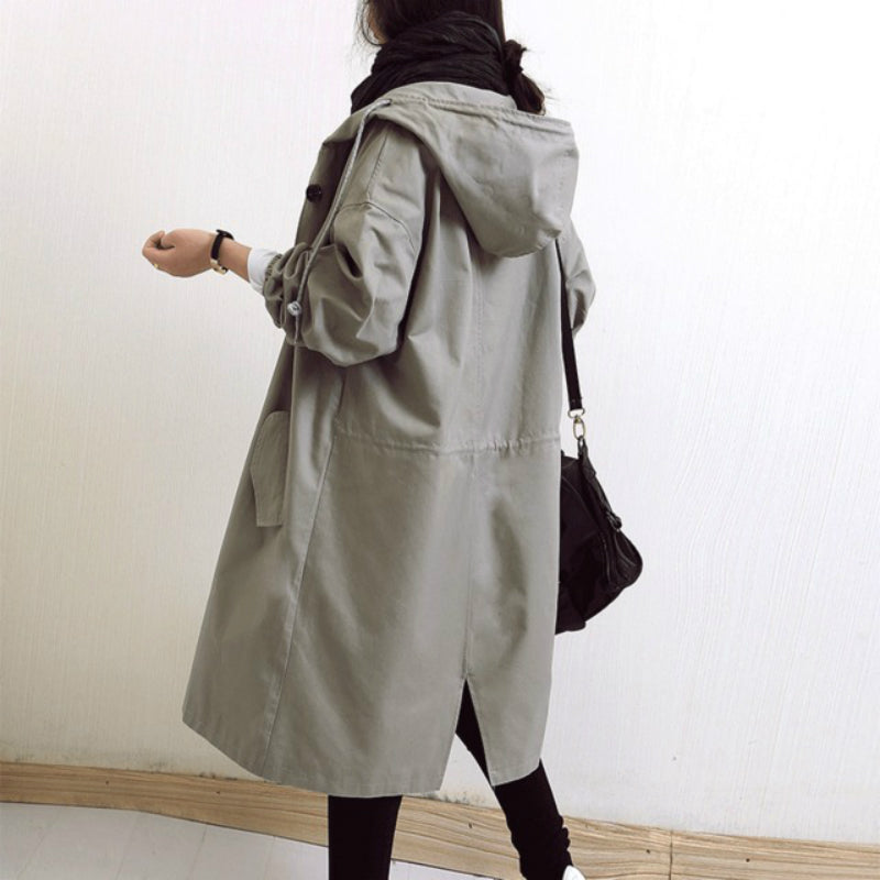 Waterproof Ladies Long Trench Coat with Hood