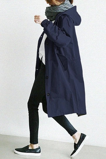 Waterproof Ladies Long Trench Coat with Hood