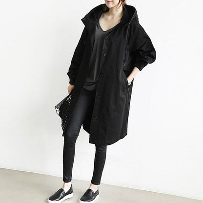 Waterproof Ladies Long Trench Coat with Hood