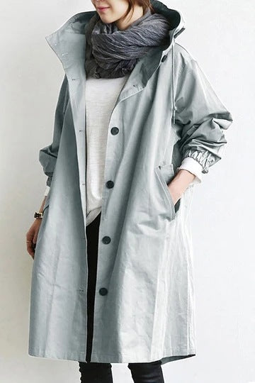 Waterproof Ladies Long Trench Coat with Hood