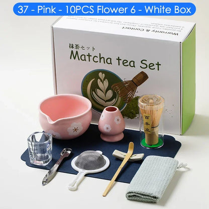 Green Tea Set 10-Piece Bamboo Ceramic Standard Size
