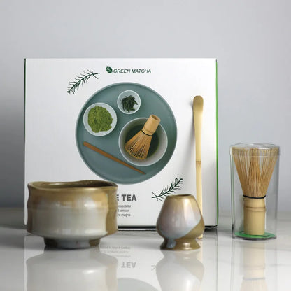 Traditional Green Tea Set Ceramic Bamboo Style