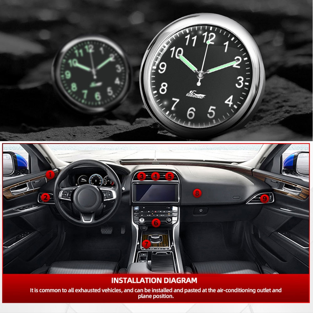 Adhesive Auto Dashboard Glow Clock