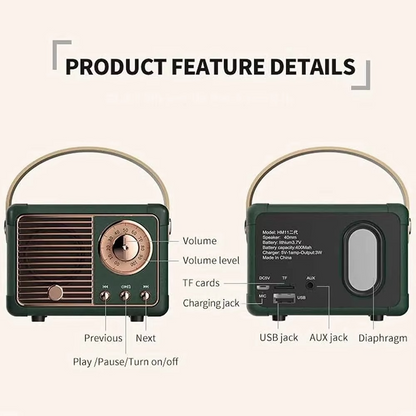 Classic Retro Bluetooth Speaker with Deep Bass